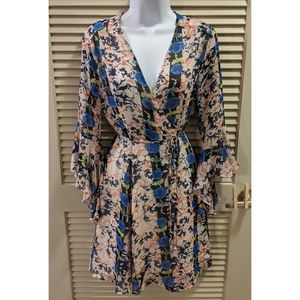 Rose Garden Wrap Dress 3/4 Sleeve